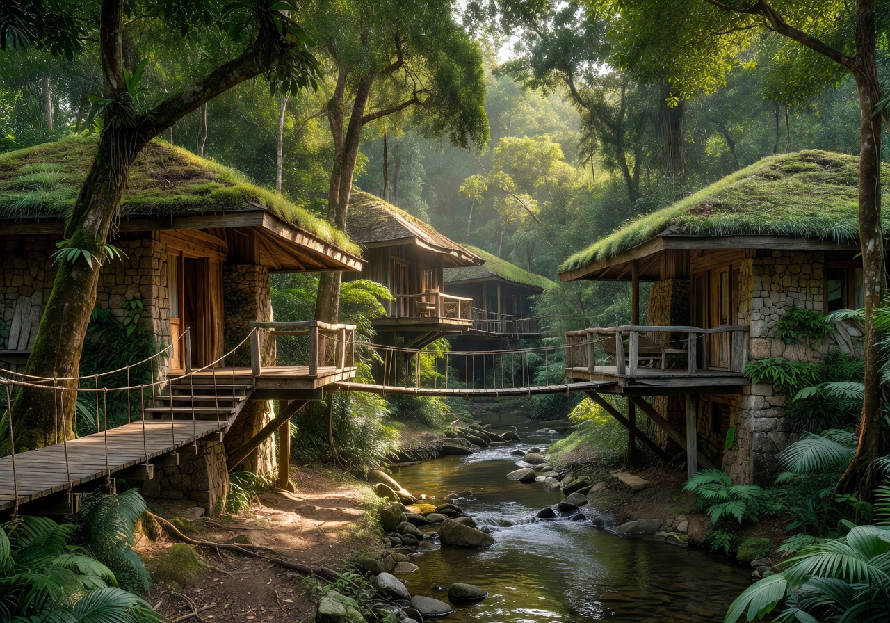 Resort architecture blending with nature