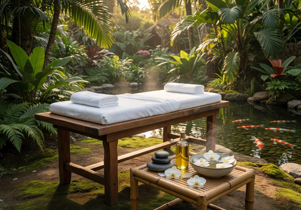 Spa and wellness massage setup outdoors
