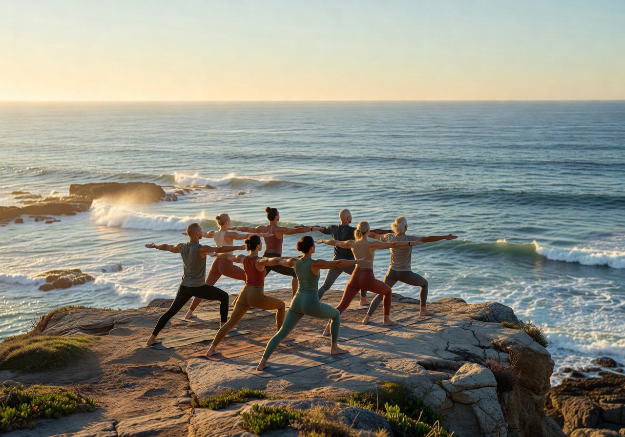 Yoga session facing the ocean
